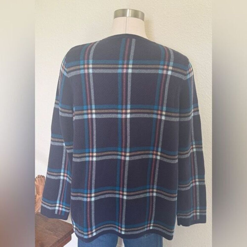 TALBOTS Cotton Plaid Cardigan cottage core laying - Picture 2 of 6